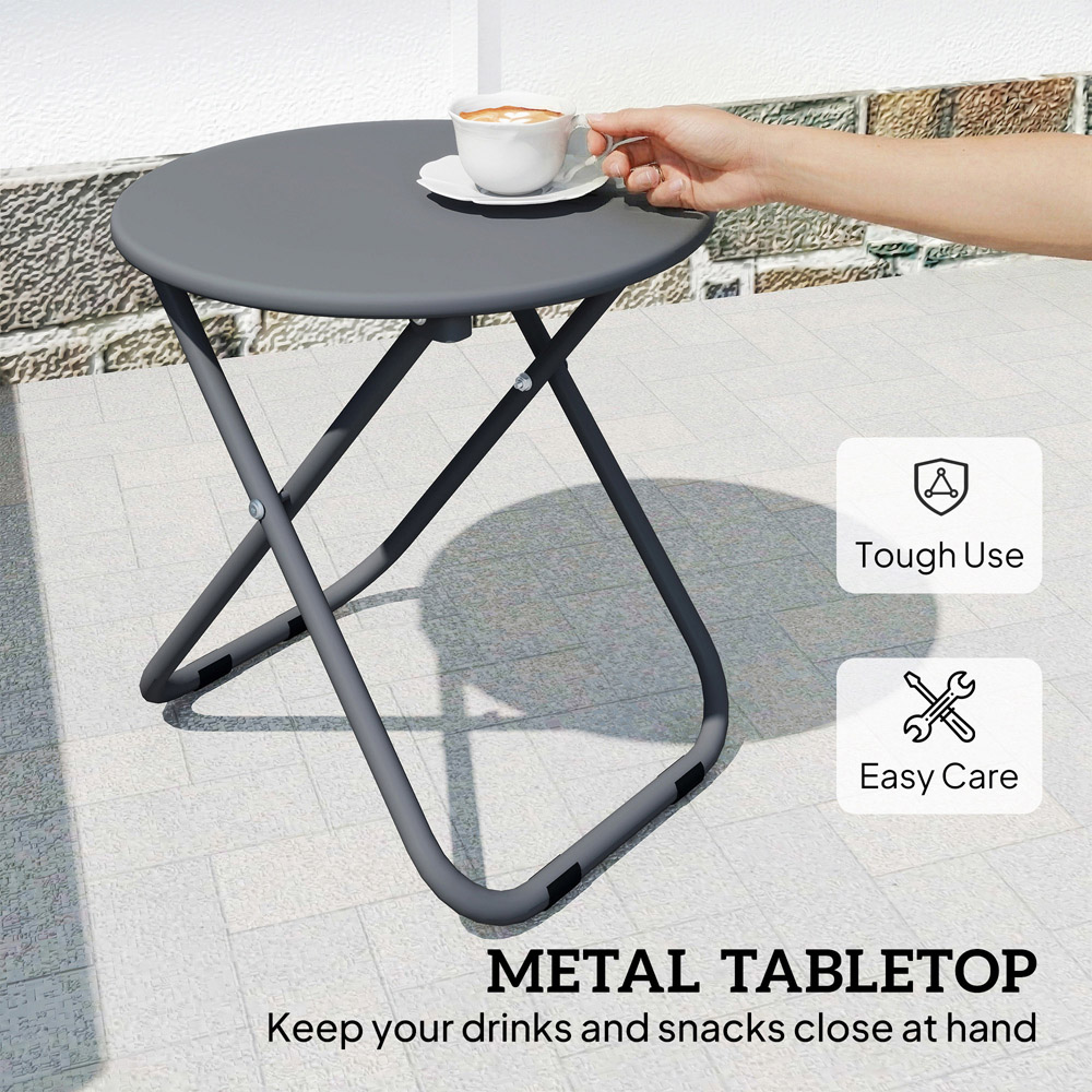 Outsunny 2 Seater Grey Rattan Foldable Garden Bistro Set Image 7