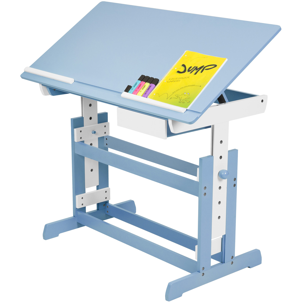 tectake 6 Drawer Blue Height Adjustable Kids Desk Image 3