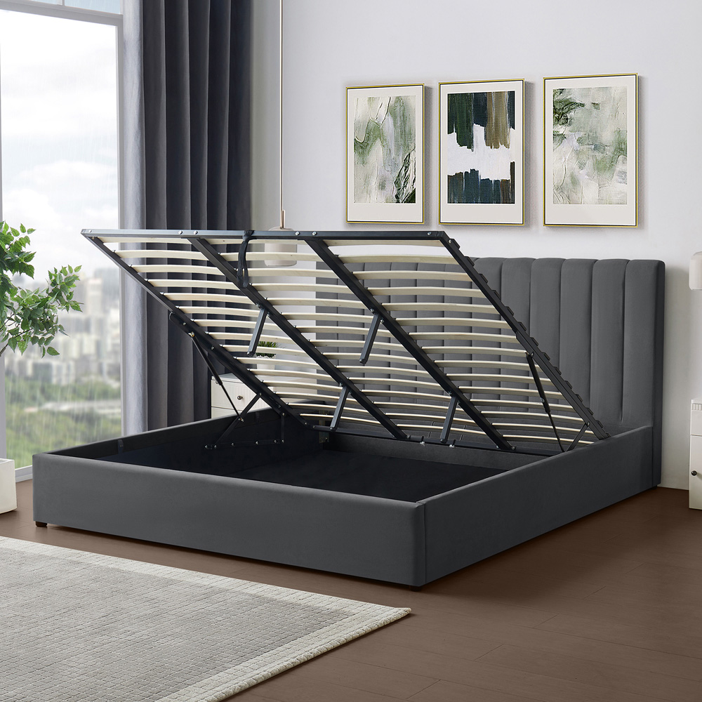 Brooklyn Evelynne Super King Dark Grey Linen Ottoman Bed Image 3