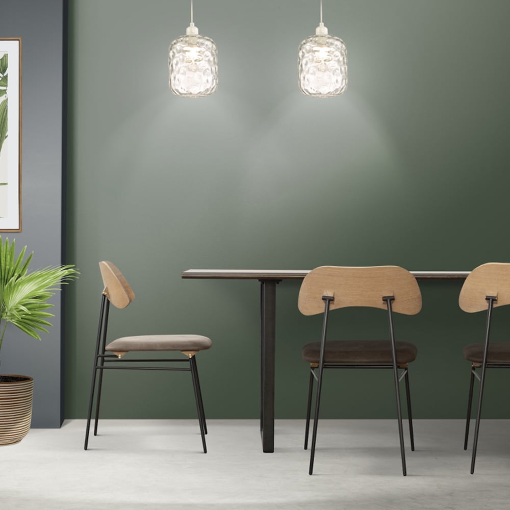 Happy Homewares Clear Glass Crater Effect Moulded Design Pendant Shade Image 2