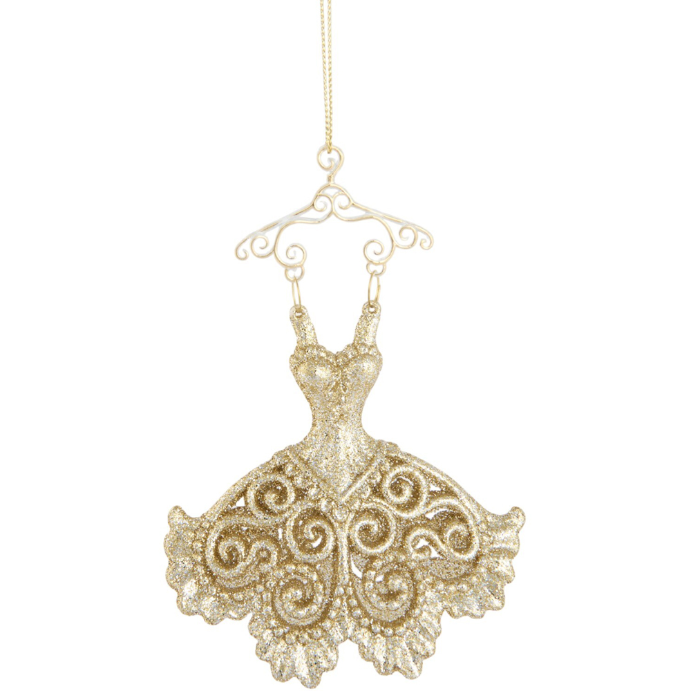Champagne Glitter Dress Hanging Decoration Image 3