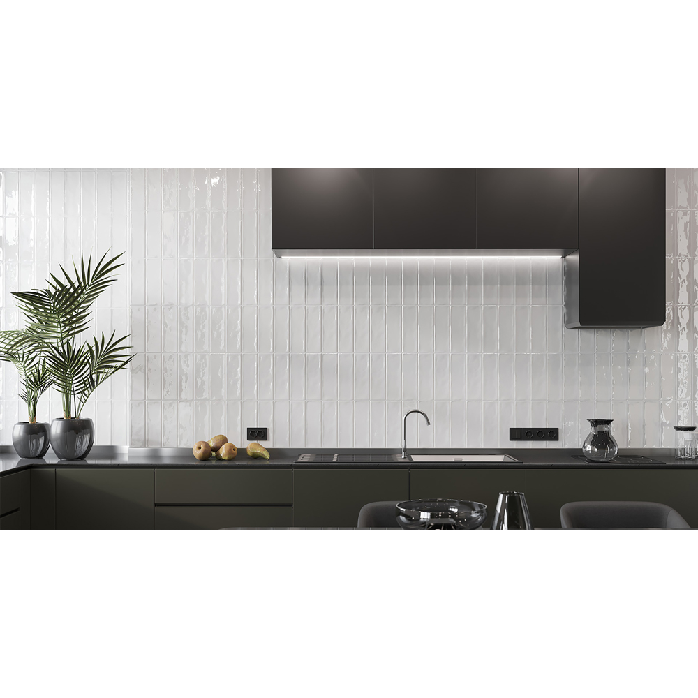 Top Ceramics White Gloss Metro Bumpy Ceramic Wall Tile Flat 300 x 100mm Image 3