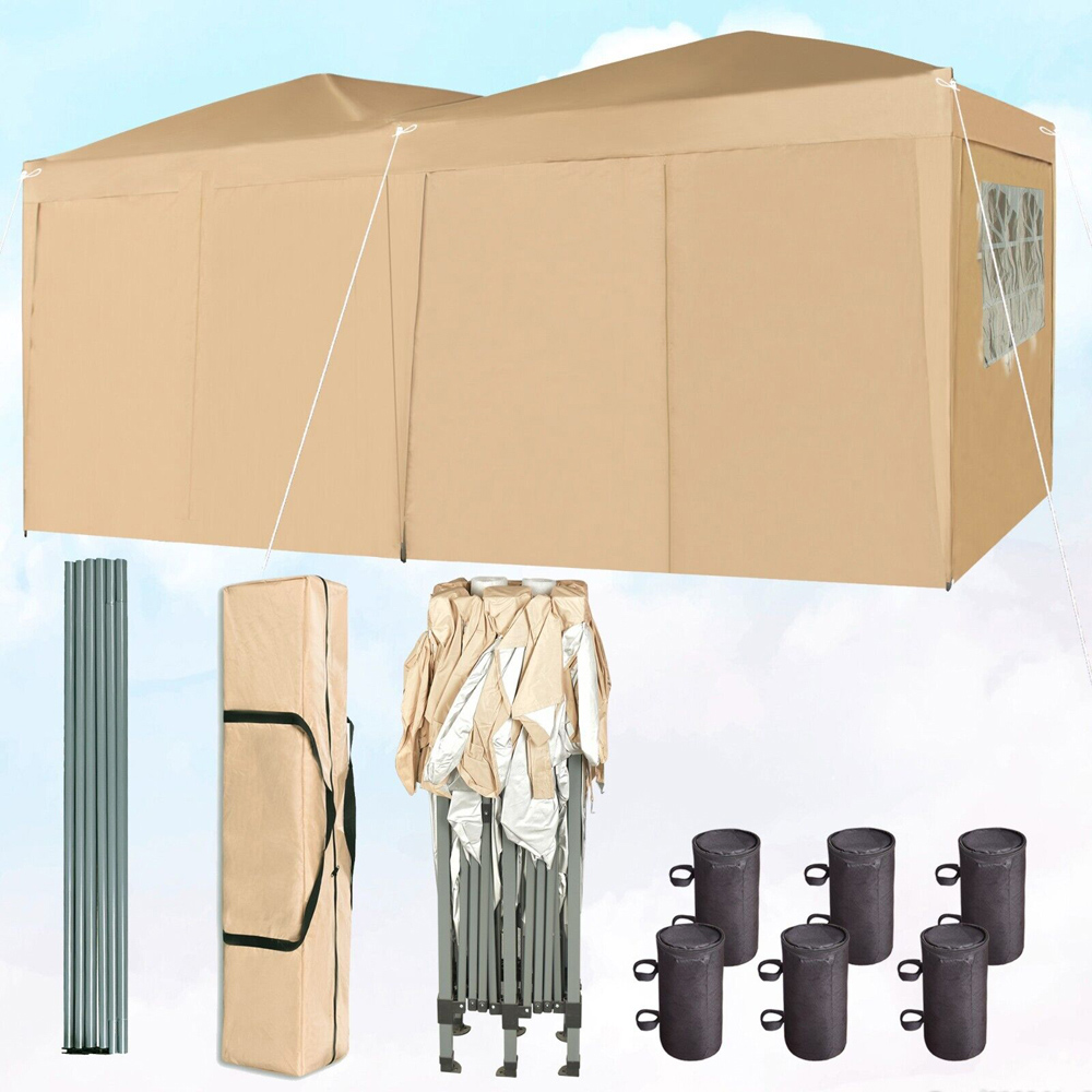 Beige 3 x 6m Pop Up Gazebo with Removable Sides Image 5