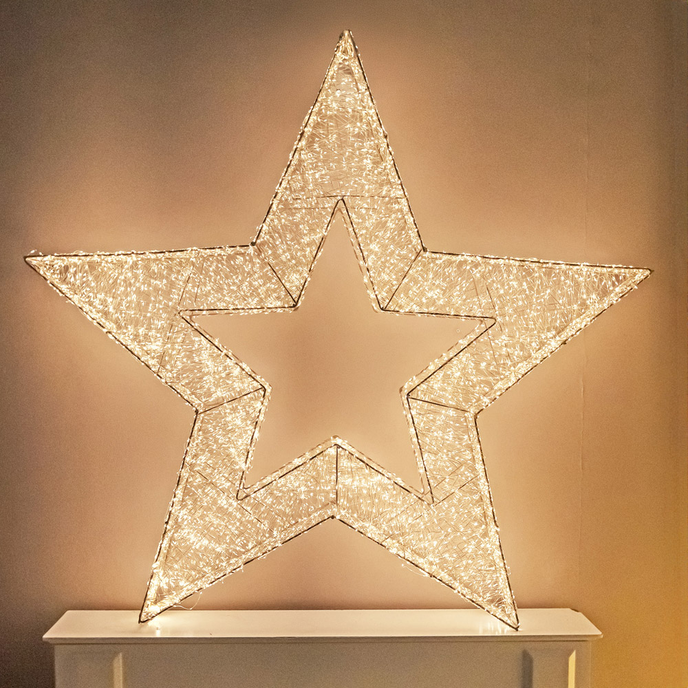 The Christmas Centre 15000 Warm White LED Micro Lights Pre-Lit Gold Light-Up Star 114cm Image 6