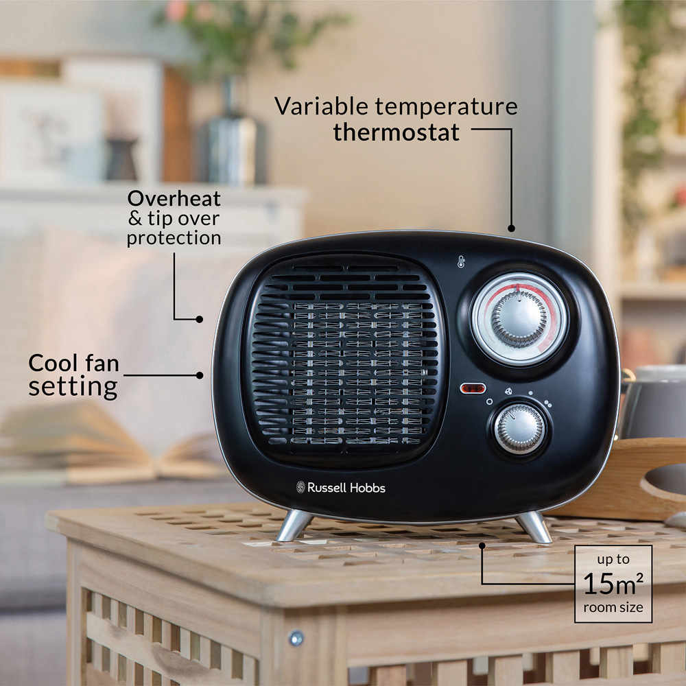 Russell Hobbs RHRETPTC2001B Retro Black Ceramic Heater 1500W Image 6