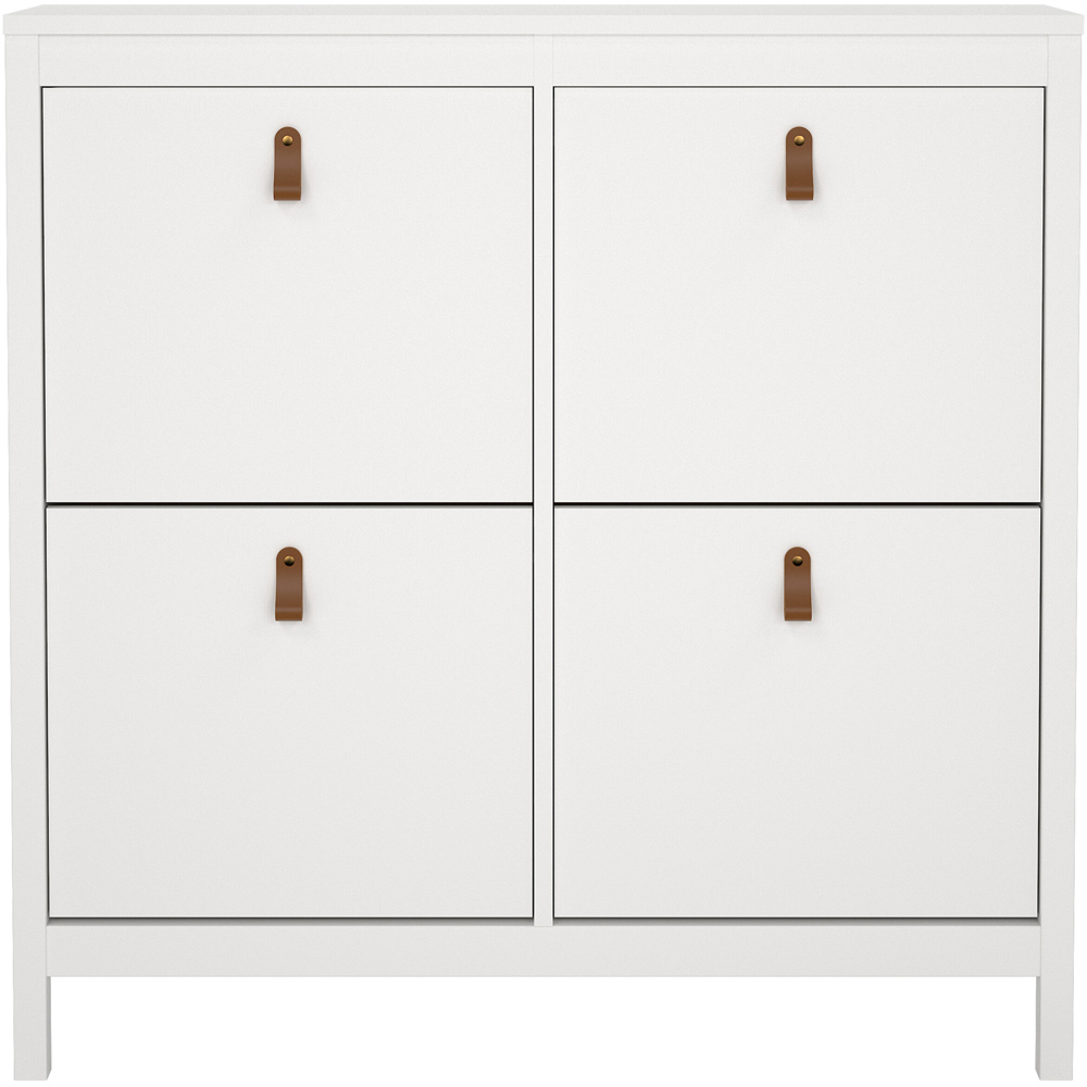 Florence Barcelona 4 Flip Down Doors White Shoe Cabinet Image 3
