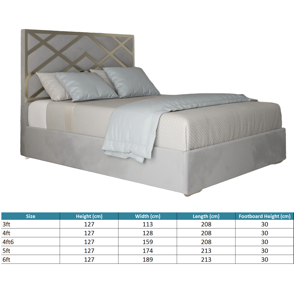 Mayfair Grey Double Velvet Upholstered Metal Bed Frame with Panelled Headboard Image 7