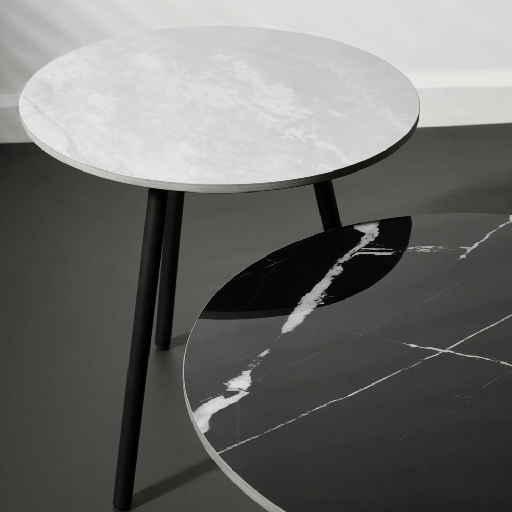 Julian Bowen Casper Grey and Black Marble Effect Sintered Stone Top Side Table Set of 2 Image 6