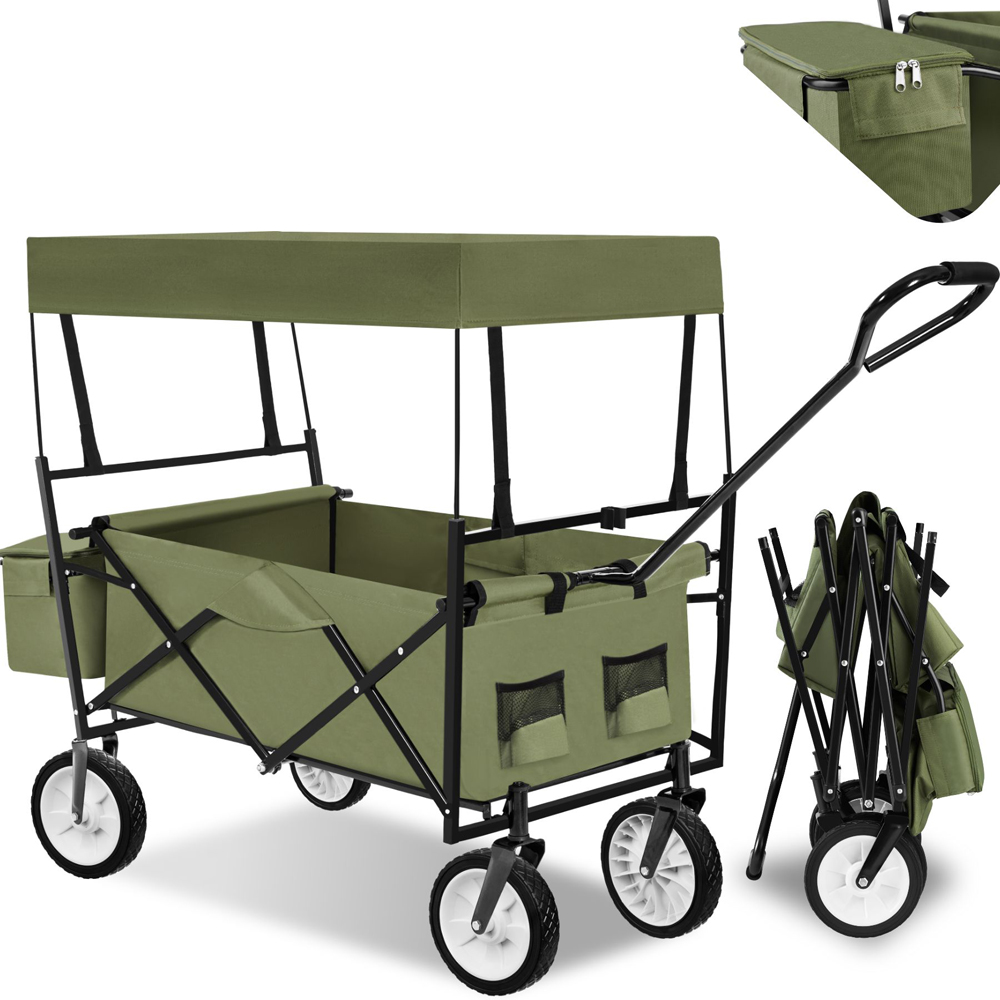 tectake Green 3 Pocket Foldable Garden Trolley 80kg Image 2