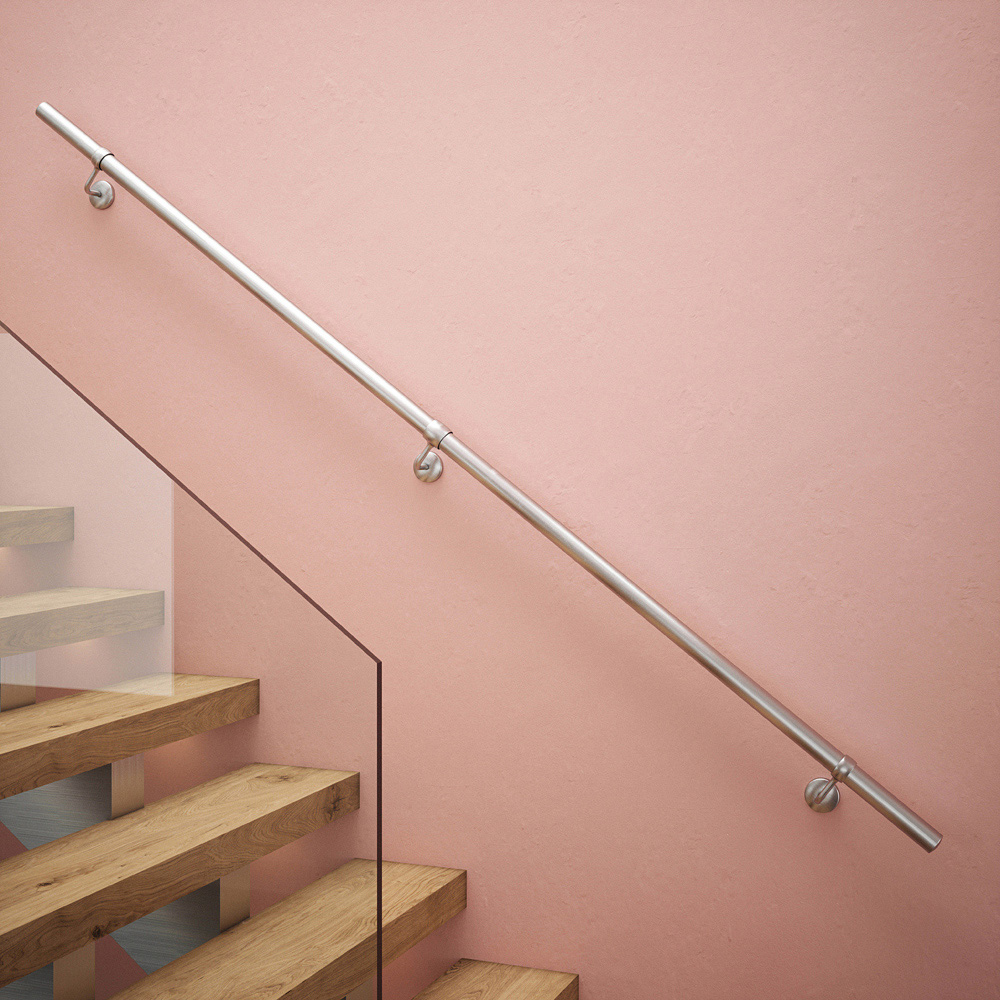 Rothley Brushed Steel Stair Handrail Kit 2.4m Image 9