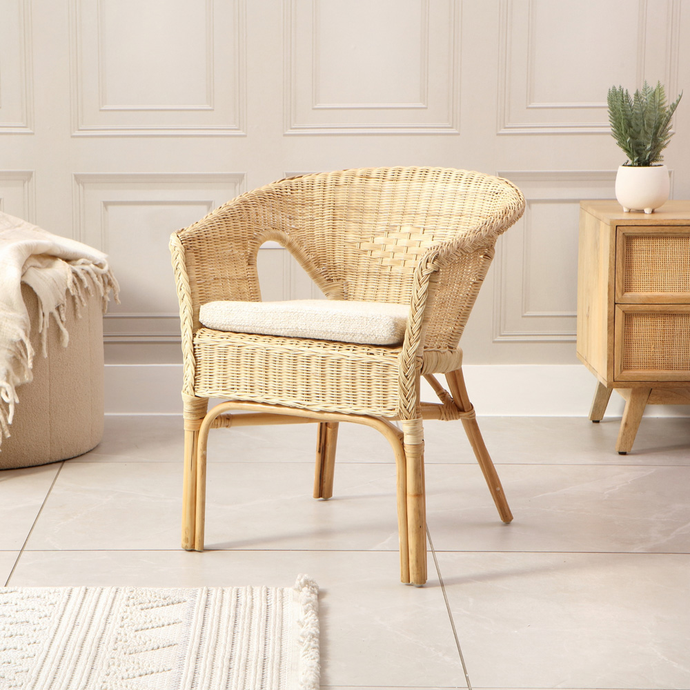 Desser Furniture Natural Wicker Adult Size Loom Chair with Cushion Image 5