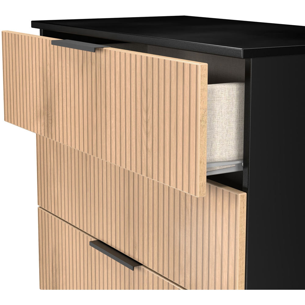 Crowndale Java 4 Drawer Slatt Effect and Black Chest of Drawer Image 6