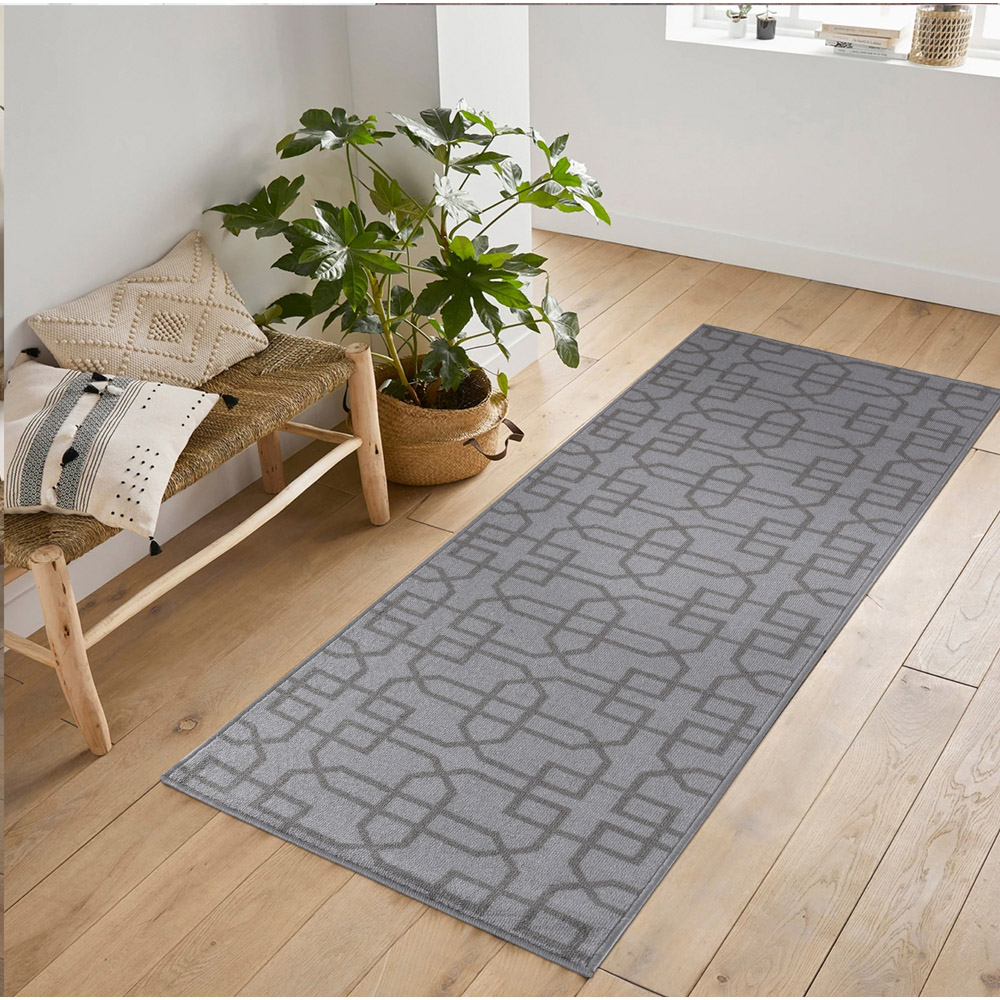 Desire Rugs Havana Silver Cubed Trellis Anti Slip Door Mat 60 x 40cm Image 5