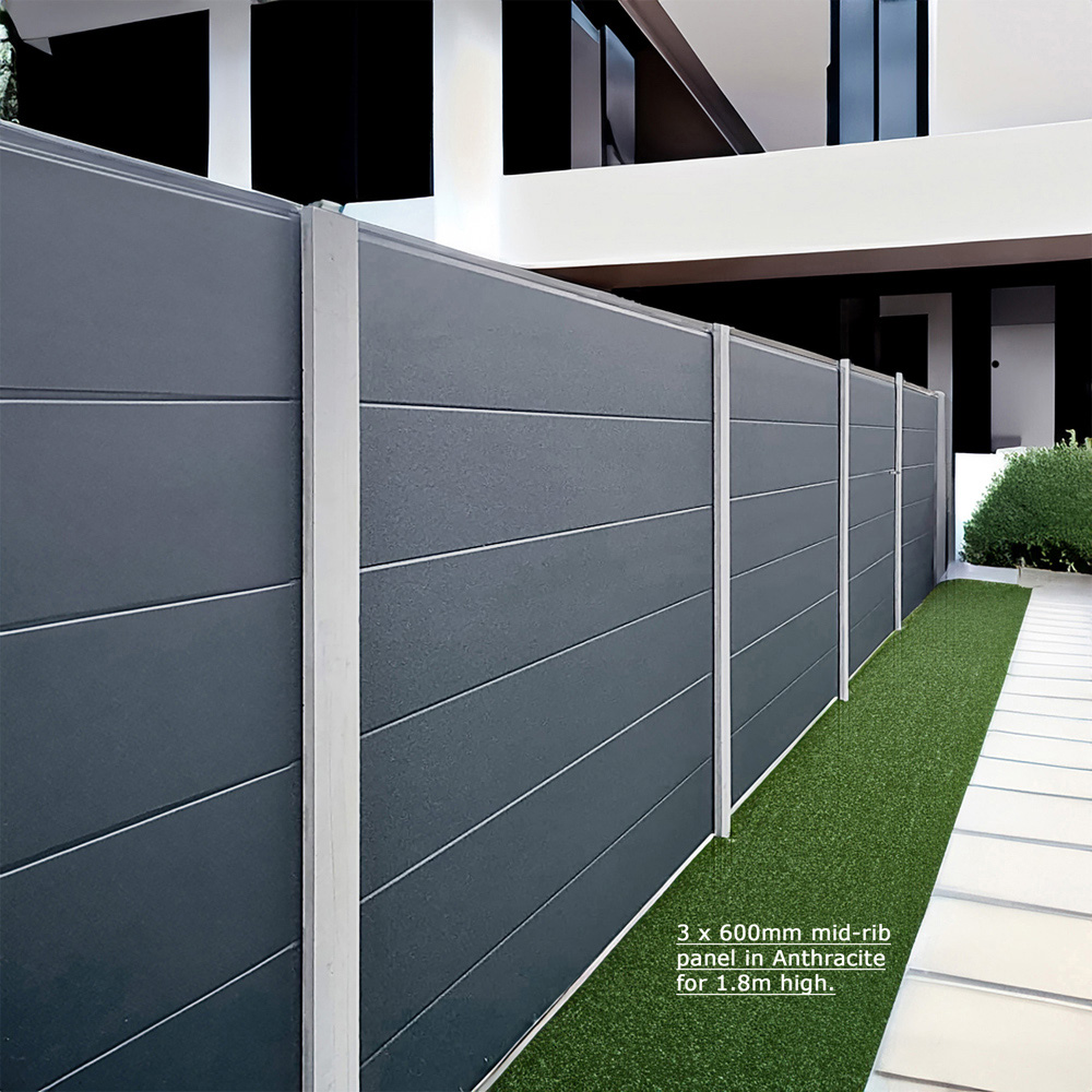 Endurofence Anthracite Grey 1830 x 1830mm Mid Rib Maintenance Free Fence Panel Image 9