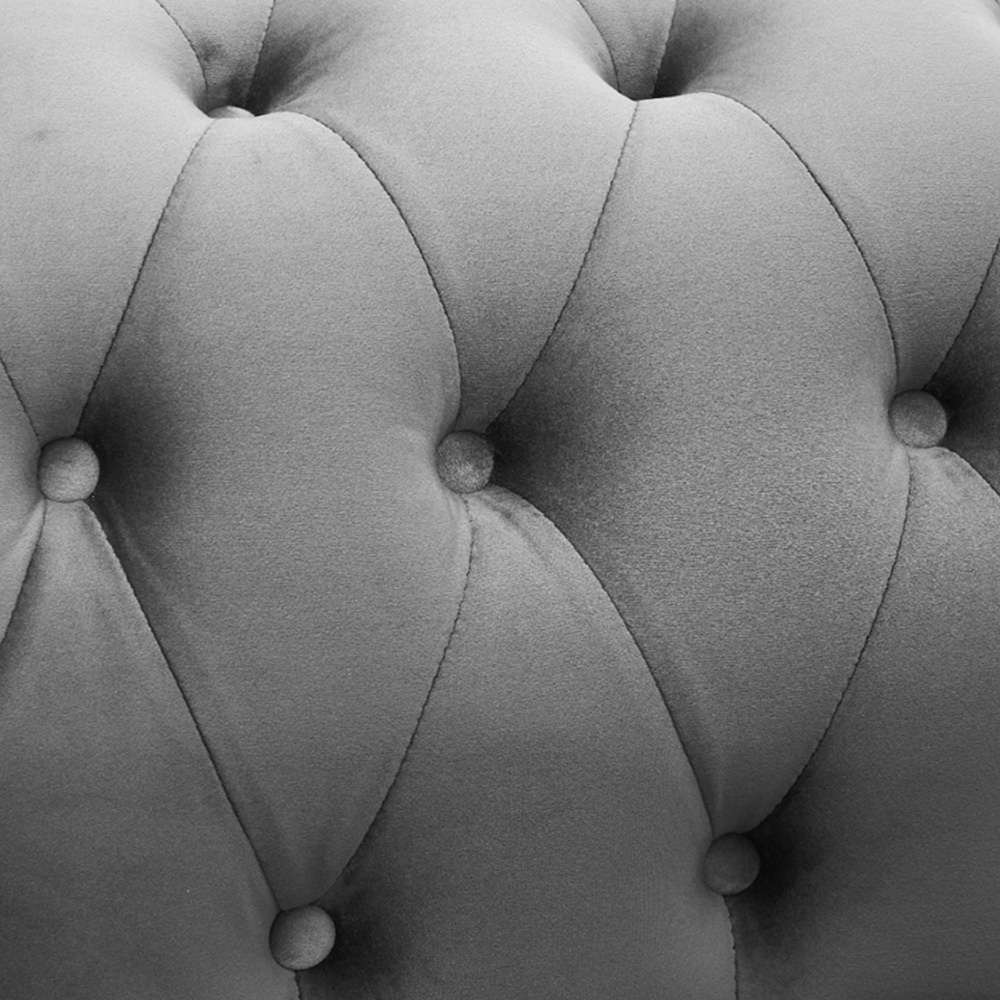 Home Detail Chesterfield 3 Seater Pleat Grey Velvet Sofa Image 7