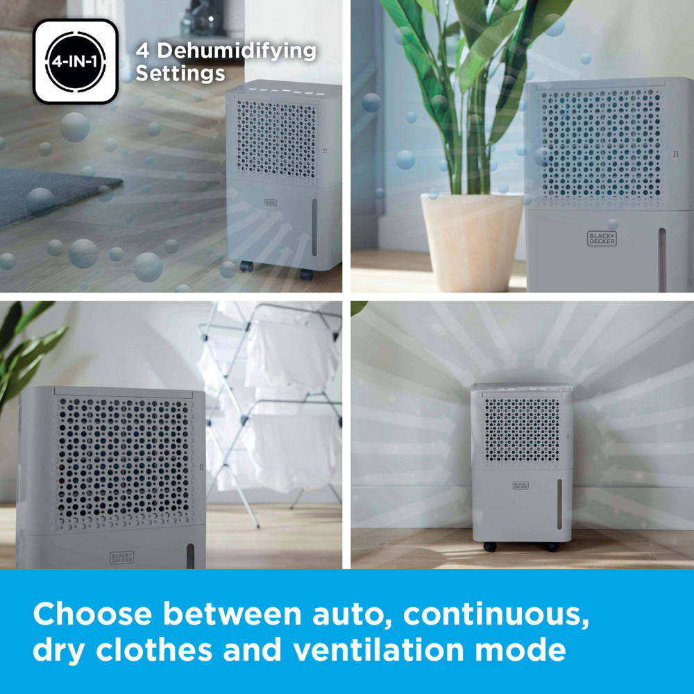 Black+Decker 12L Dehumidifier with 24H Timer and 2.1L Water Tank Image 5