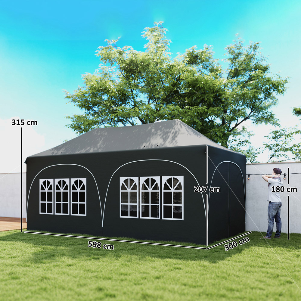 Outsunny 3 x 6m Grey Pop Up Gazebo with Detachable Sidewalls Image 9