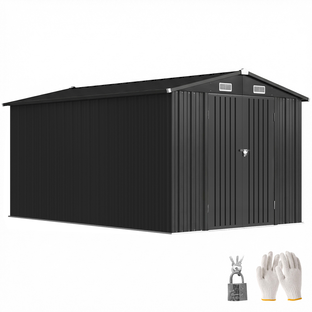 Outsunny 12 x 8ft Dark Grey Apex Garden Shed Image 3