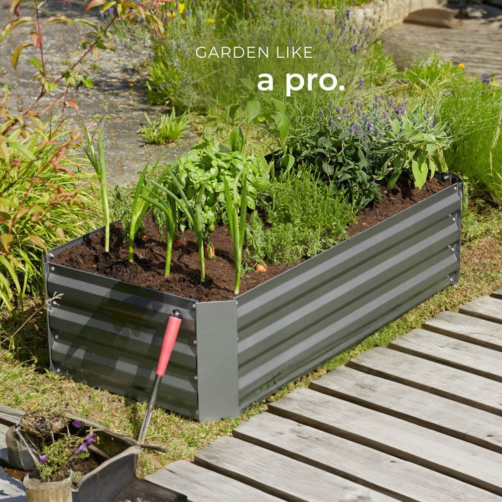 tectake 60 x 120cm Grey Galvanised Steel Raised Garden Bed Image 8