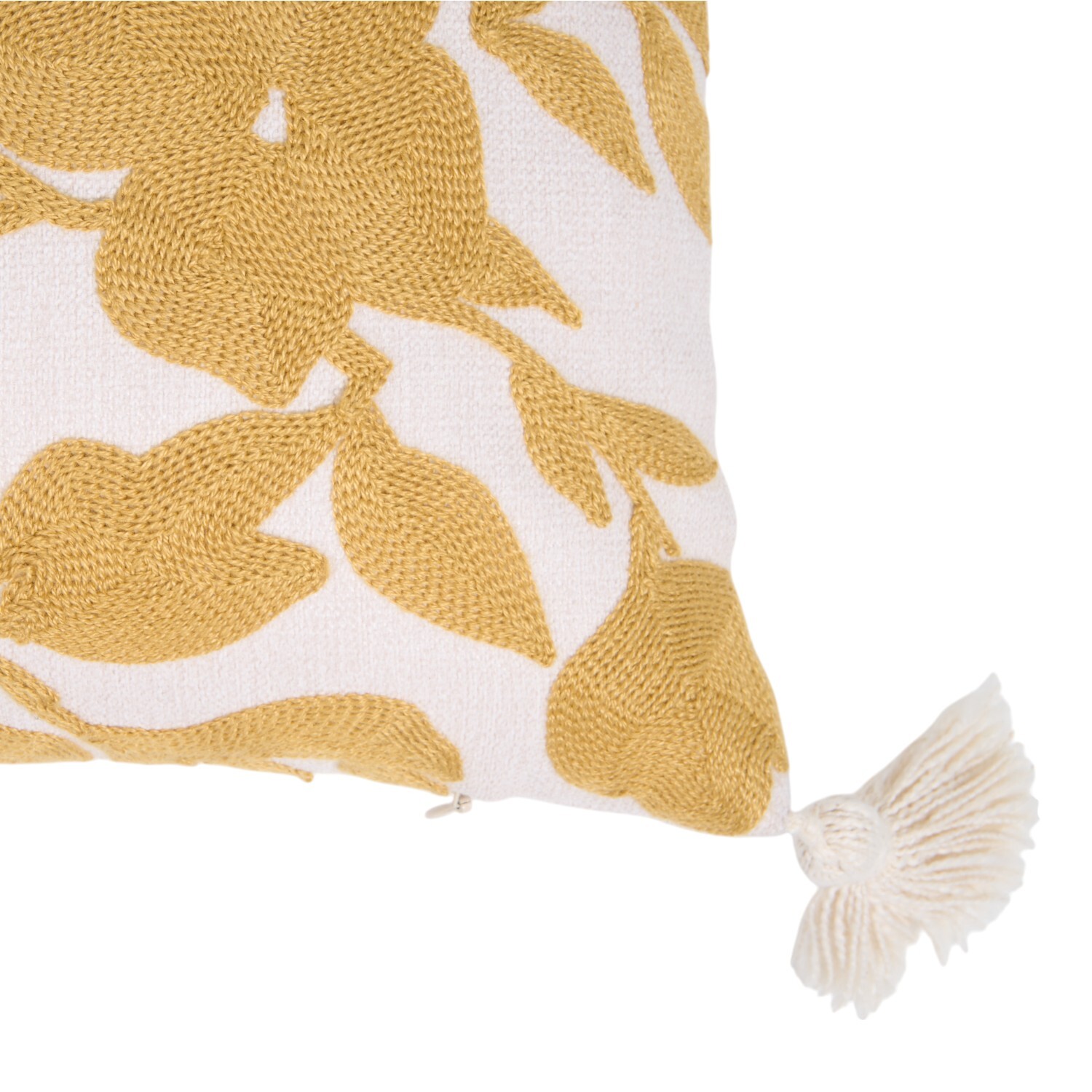 Astbury Floral Cushion White and Mustard Image 2