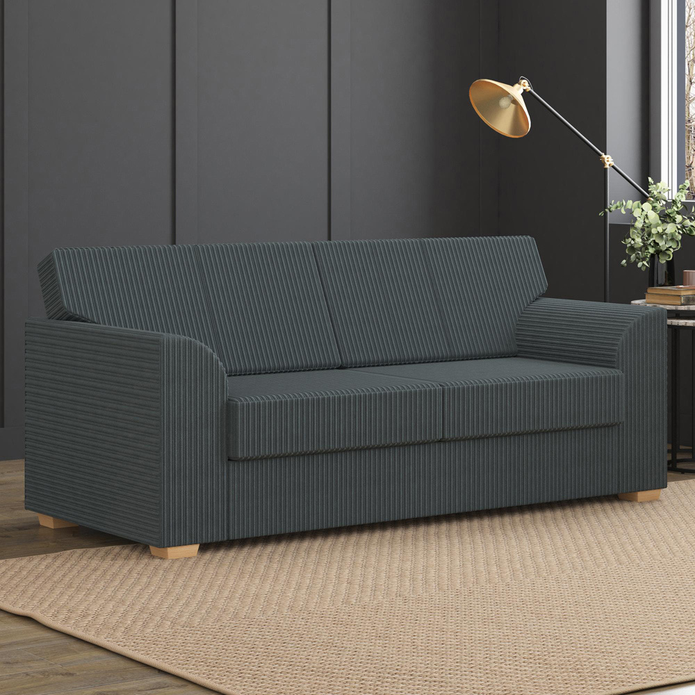 Modo 5 Seater Charcoal Jumbo Cord Fixed Back Sofa Set Image 5