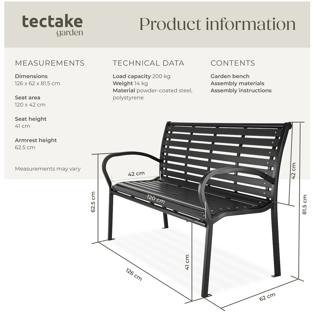 tectake Pino 3 Seater Garden Bench Image 9