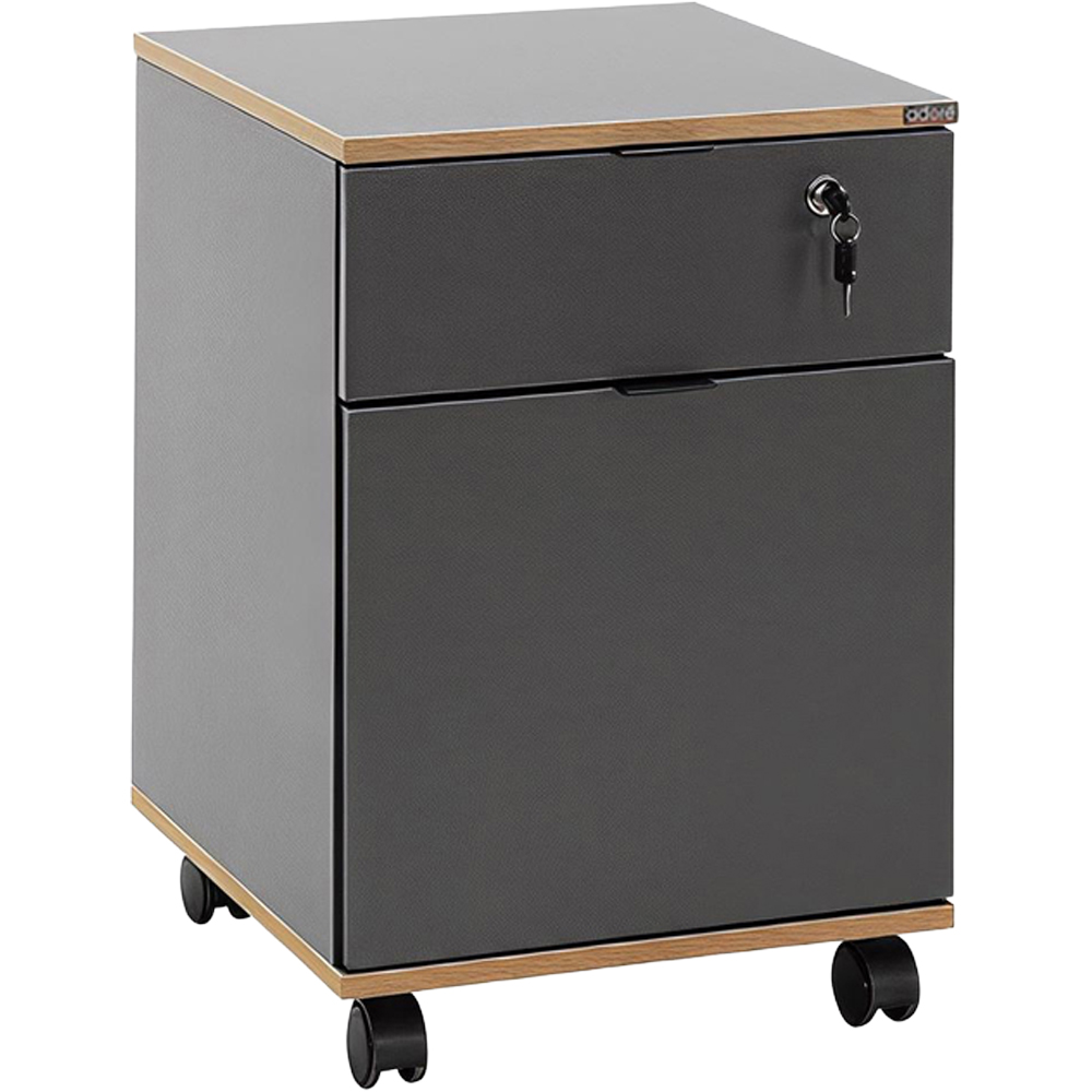 FWStyle Single Door Single Drawer Grey Mobile Storage Unit Image 2