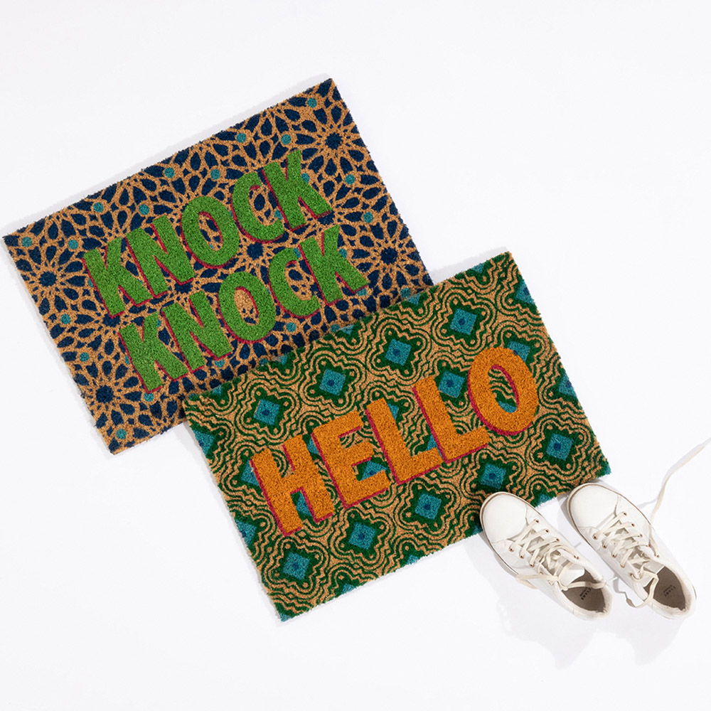 Eselle Astley Knock Knock Printed Natural Multicolour Coir Door Mat 40 x 60cm Image 7