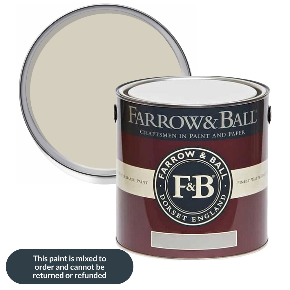 Farrow & Ball Interior Wood and Metal 201 Shaded White Flat Eggshell Paint 2.5L Image 1