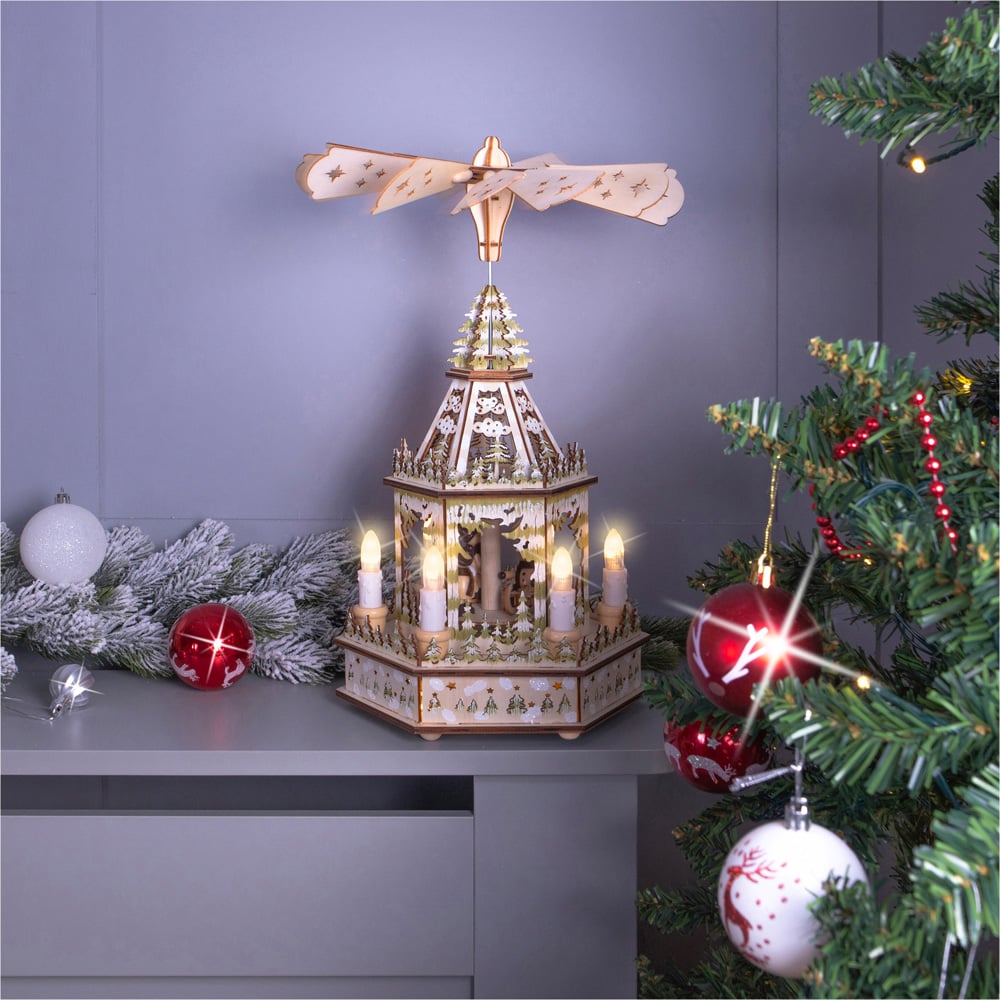 St Helens Xmas LED Wooden Pyramid Image 3