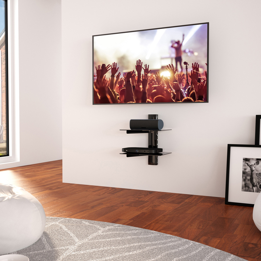 AVF 2 Tier Black AV Accessory Shelf Unit Image 2