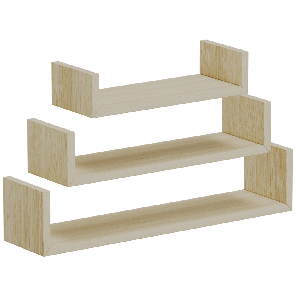 Homebase Set of 3 Oak Effect Book End Shelf 2 Pack Image 3