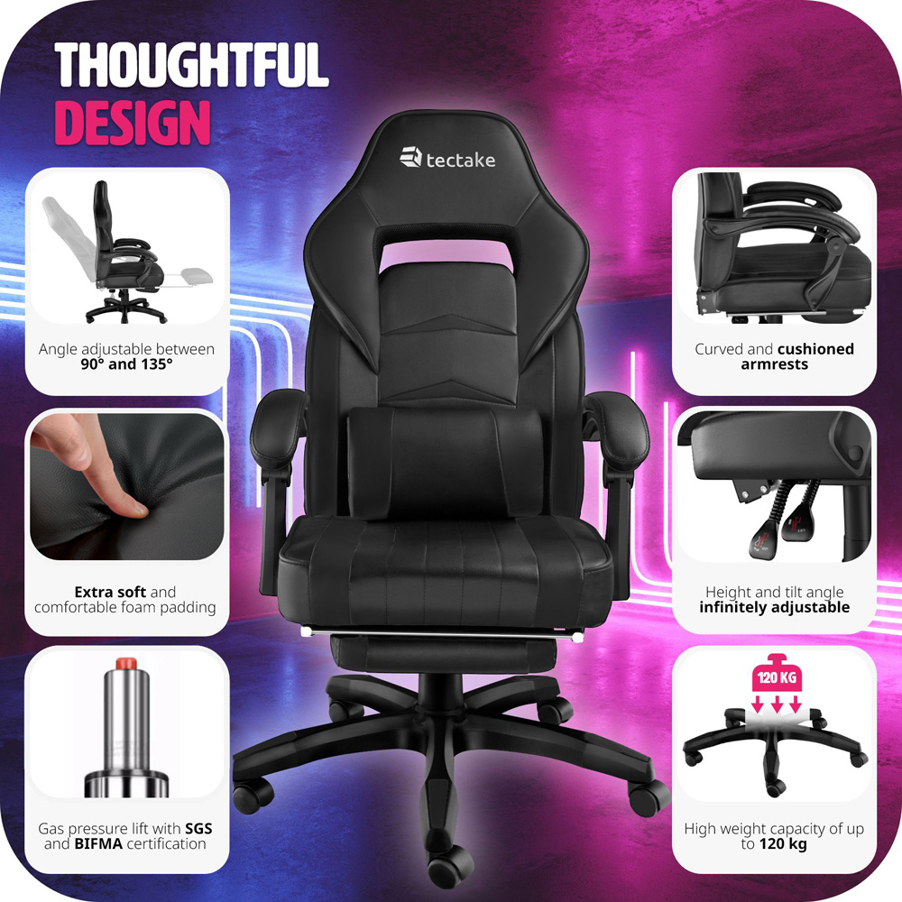 tectake Comodo Black Gaming Chair Image 7