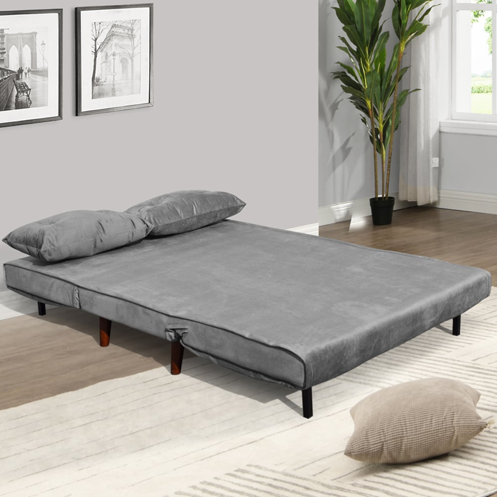 Portland 2 Seater Grey Velvet Sofa Bed Image 3