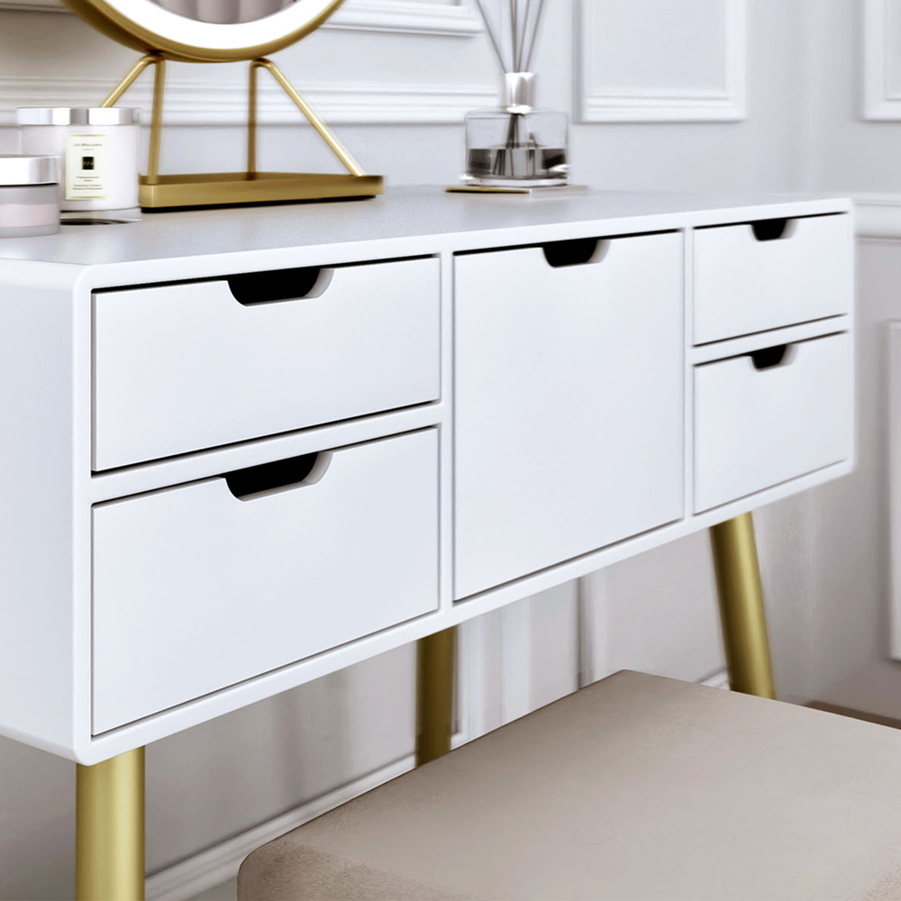 CARME Home Gabriella White and Gold Dressing Table Image 4