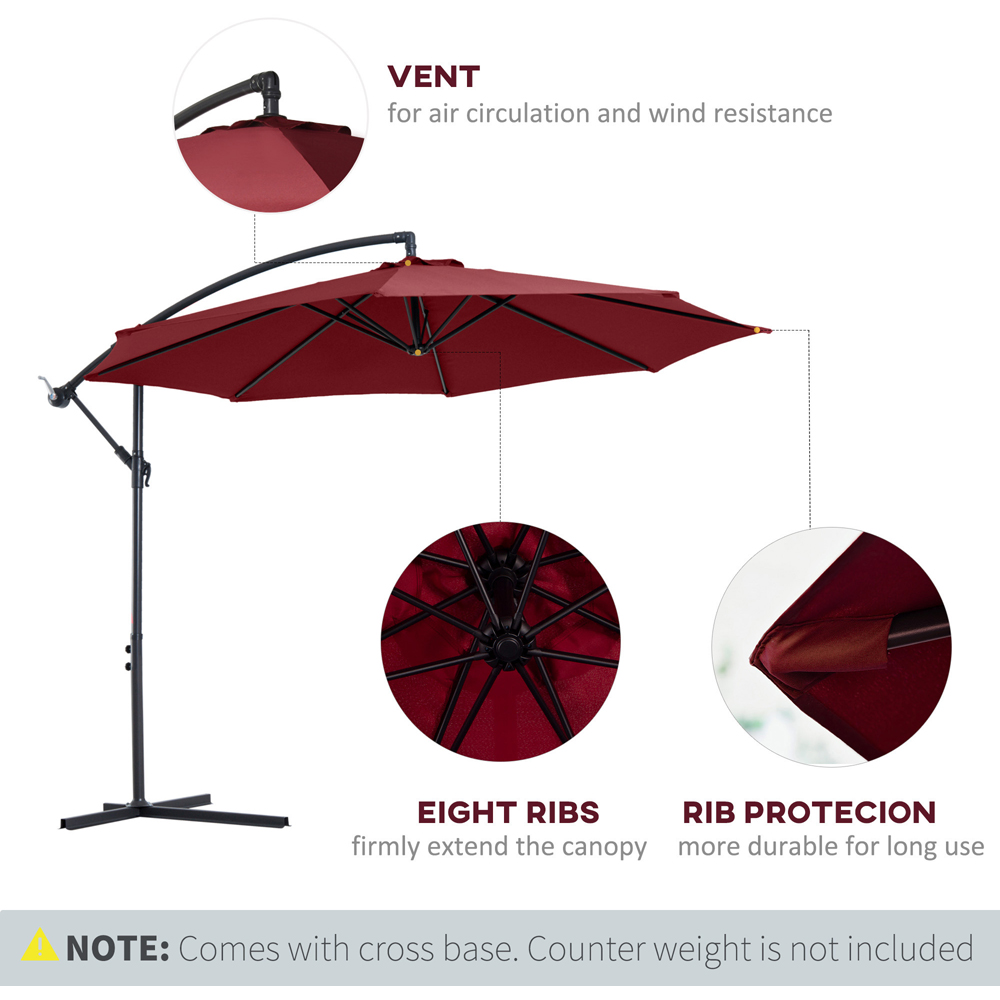 Outsunny Wine Red Cantilever Banana Parasol 3m Image 5