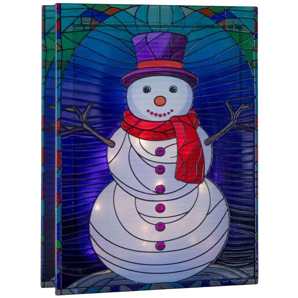 Samuel Alexander Warm White LED Stained Glass Snowman Christmas Decoration 28cm Image 2
