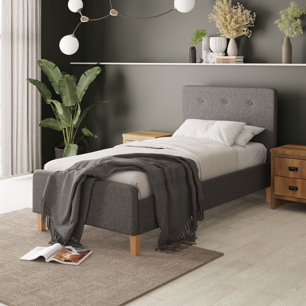 GFW Ashbourne Single Grey Bed Frame Image 9