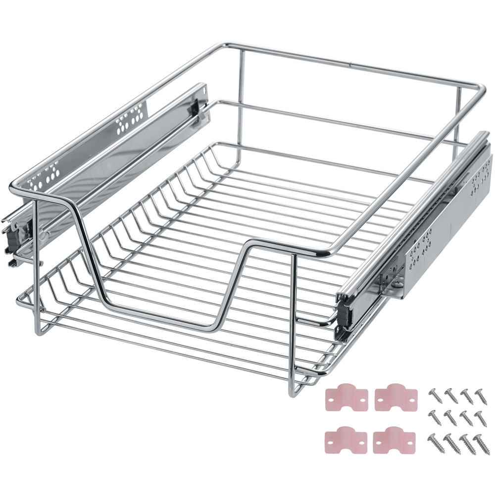 tectake Chrome Telescopic Drawer with Runners 14 x 37 x 44cm 2 Pack Image 2
