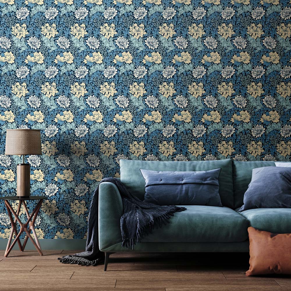 Hoopla Walls Chrysanthemum Navy Mix Non Woven Wallpaper Image 2