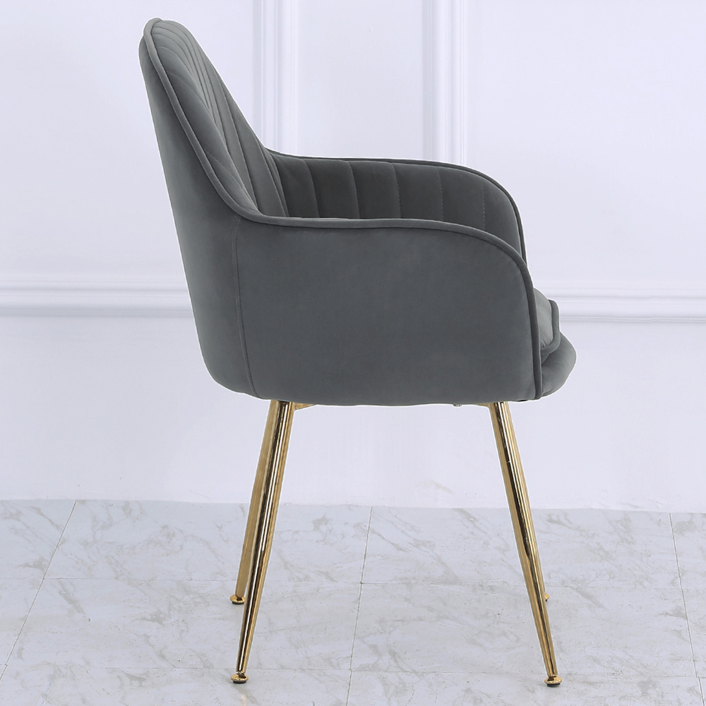 Living and Home Set of 2 Grey Modern Velvet Upholstered Dining Chair Image 3