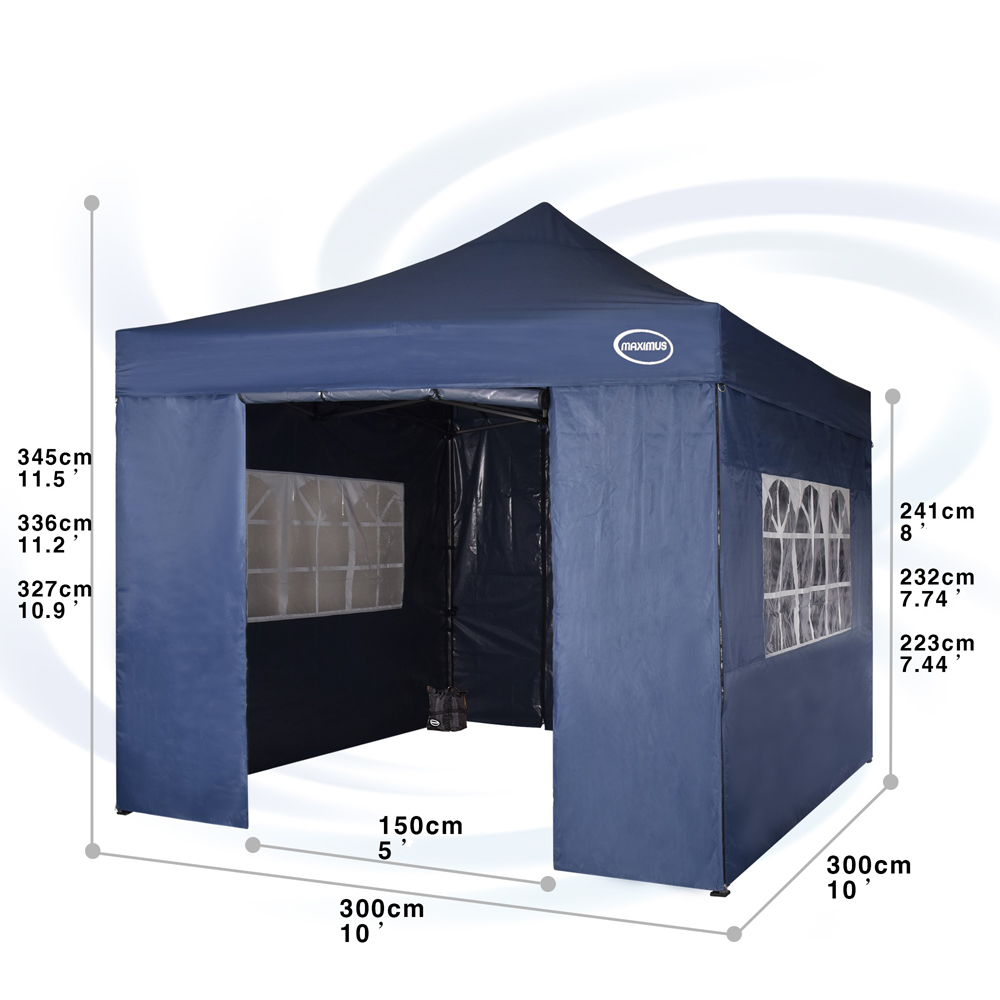 Maximus Blue Pop Up Outdoor Gazebo with Removable Sides 3 x 3m Image 8