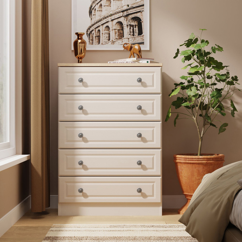 Crowndale Norfolk 5 Drawer Kashmir Ash and Bardolino Oak Chest of Drawers Ready Assembled Image 7