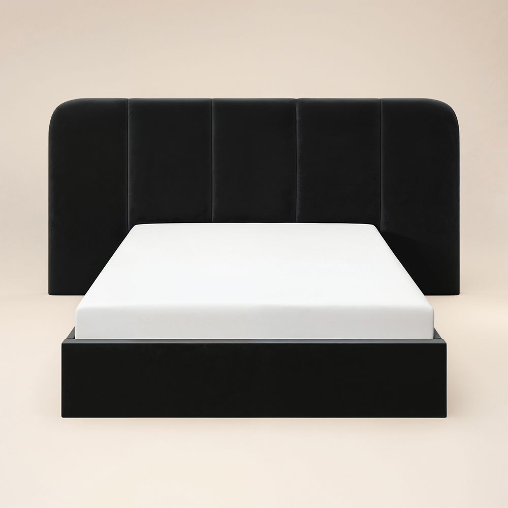 Solace+Co Sienna Double Black Velvet Ottoman Storage Bed Image 3