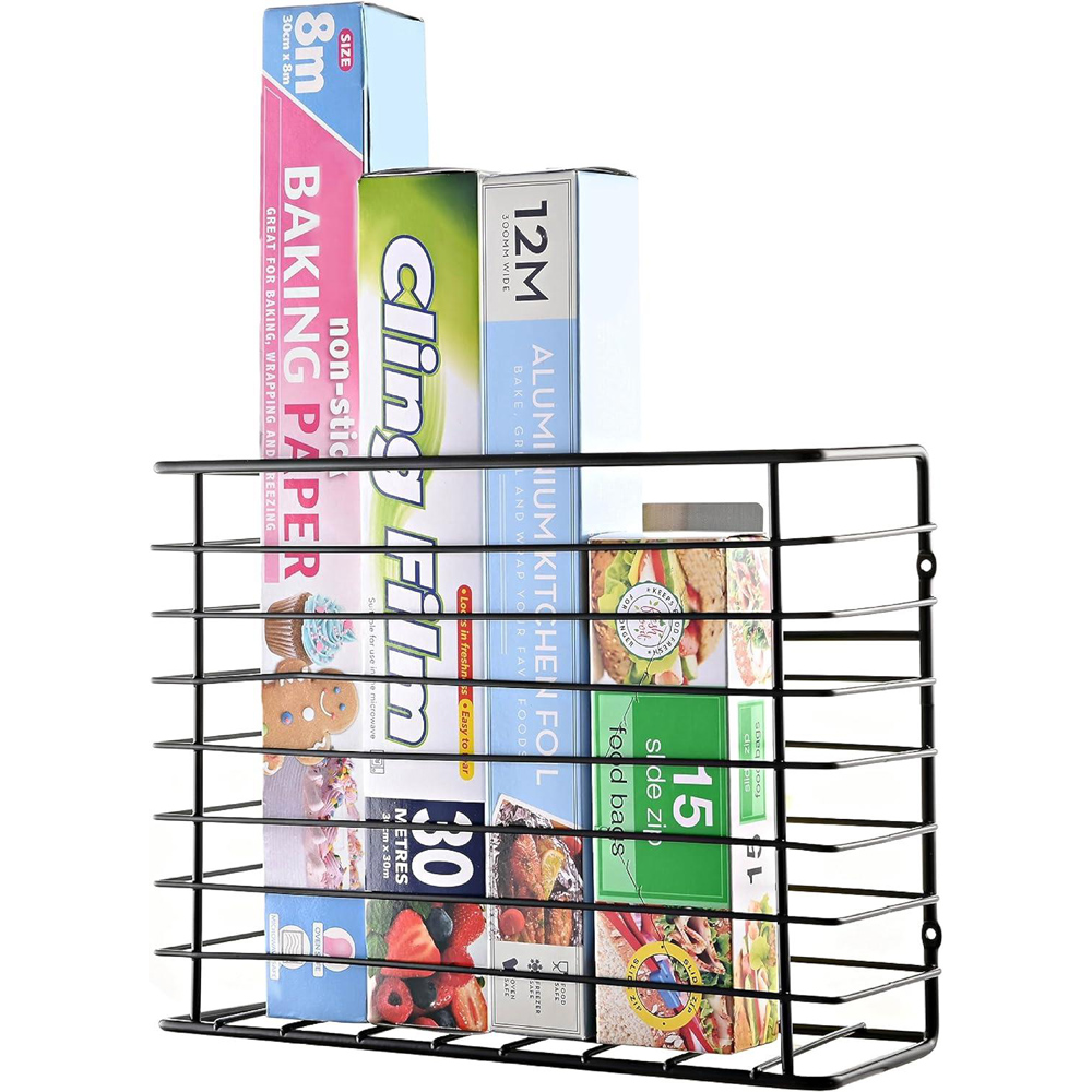 House of Home Black Wall Mounted Kitchen Storage Basket Image 2