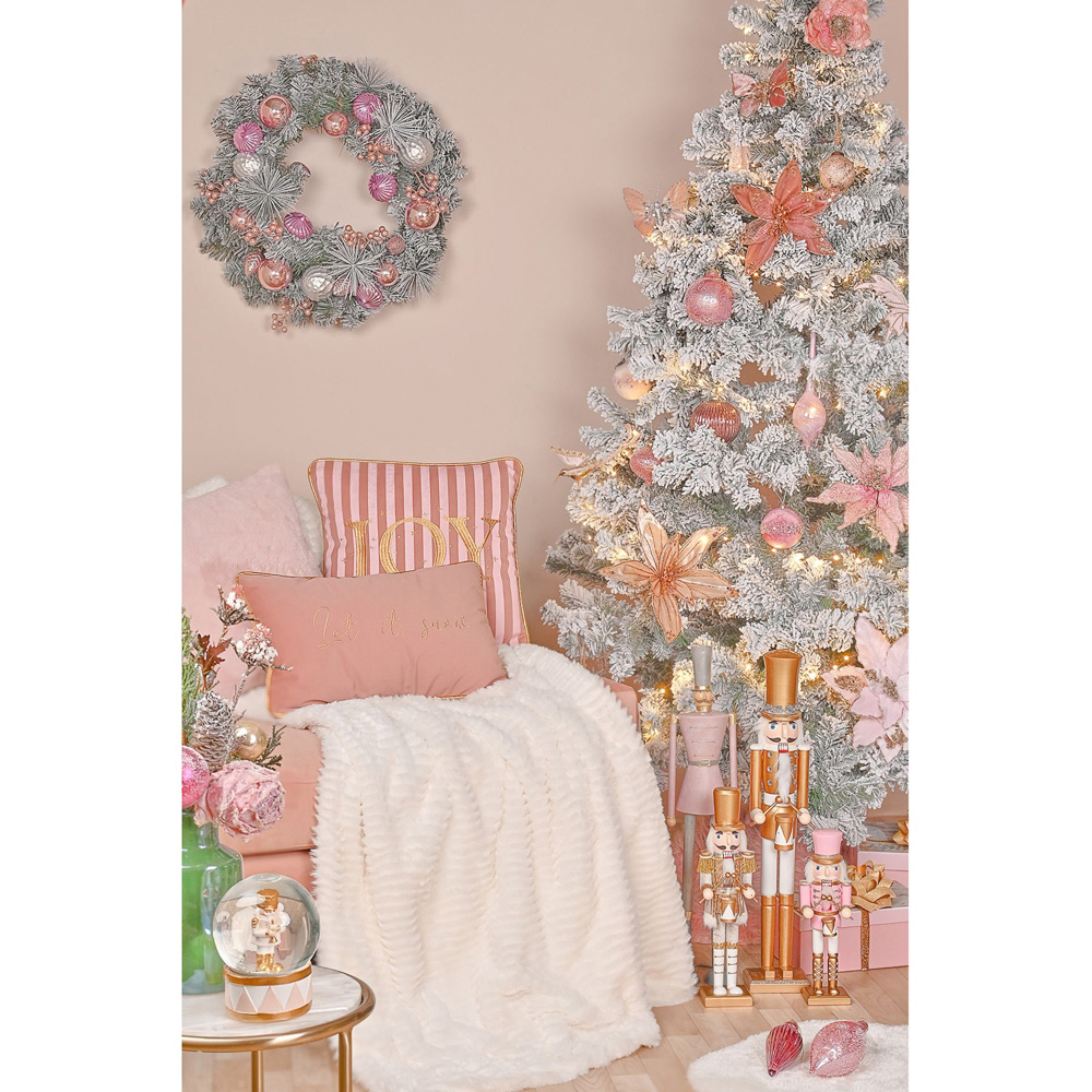 The Seasonal Gift Co. Blush Pink Velvet Bauble 16cm Image 3