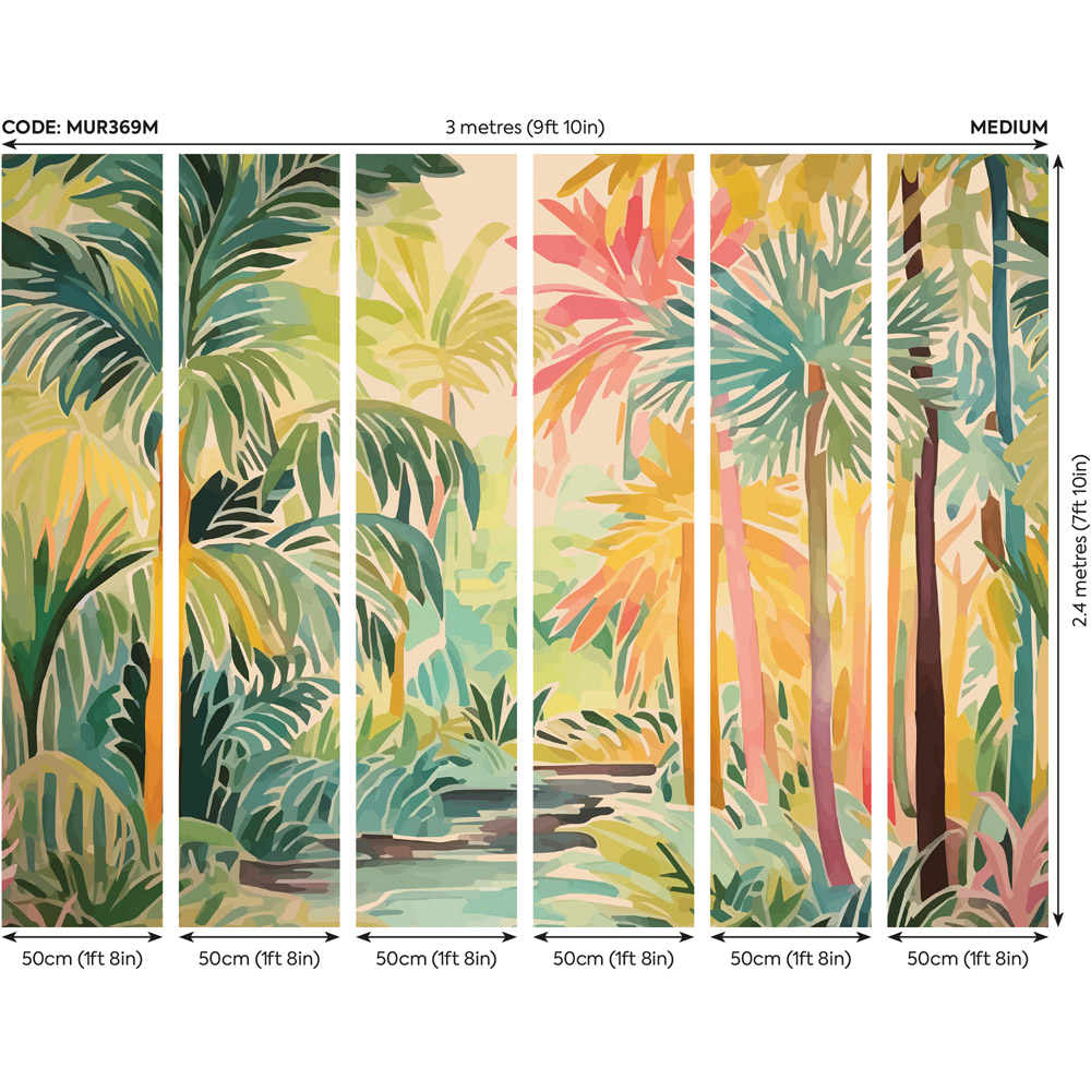 Origin Murals Pretty Palms Green Wall Mural Image 3