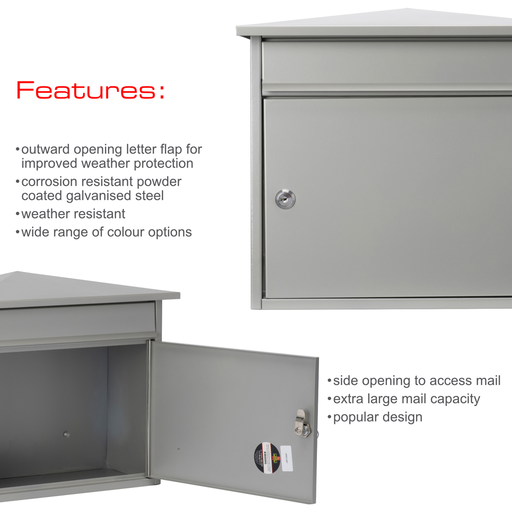 Burg-Wachter Silver Mersey Wall Mounted Galvanised Steel Post Box - 39 x 34.7 x 20.6cm Image 4