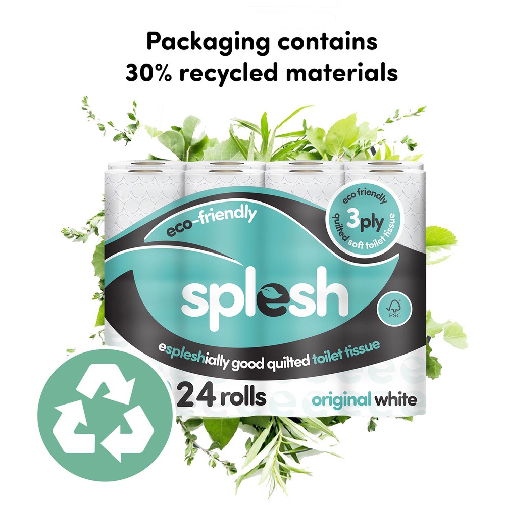Splesh Quilted Luxury White Soft Toilet Tissue 24 Rolls 3 Ply Image 4