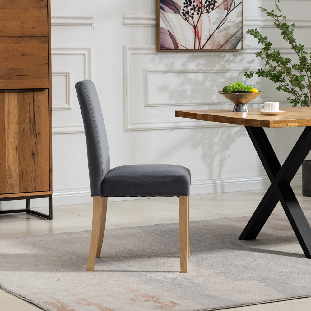 Artemis Home Maiolo Set of 2 Grey Velvet Dining Chair Image 4